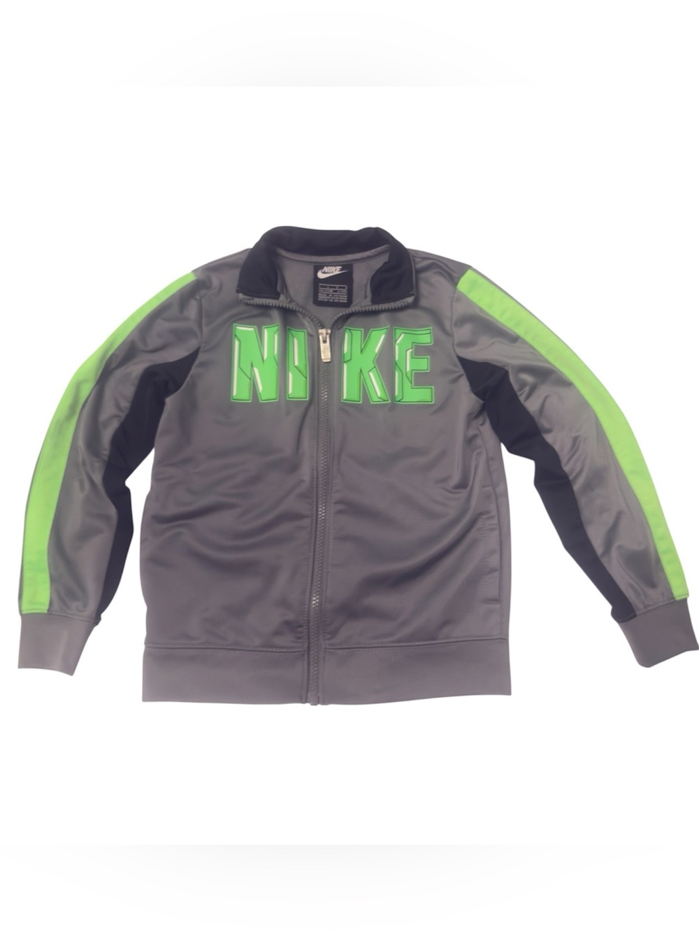 Nike Kids Gray Jacket with Neon Green Accents